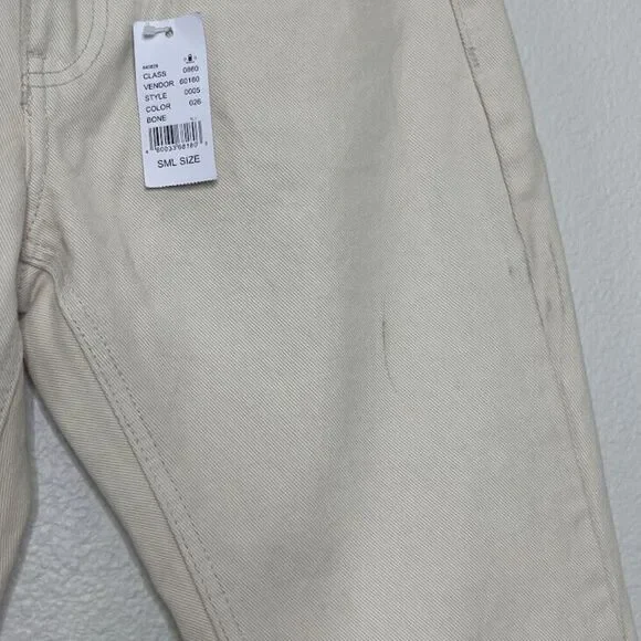 Brandy Melville Jeans Galt Small 26 Flared Cream Bootcut 100% Cotton Denim NEW - Picture 7 of 14